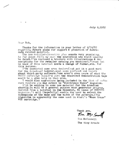 Letter to Bob Fabris (July 6, 1982)(Tom_McConnell)