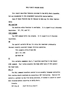 Bally BASIC Hacker's Guide