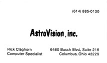 AstroVision, Inc. Business Card