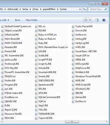 <em>PS Pad</em> 'Syntax' directory